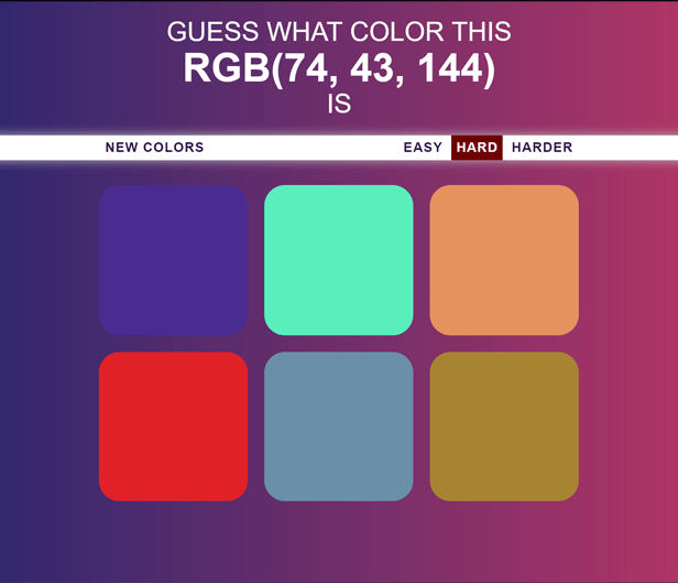 rgb color guessing game