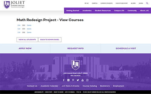 math redesign courses list