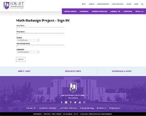 math redesign student login form