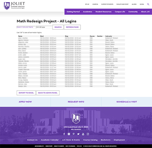 math redesign student log view