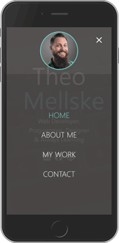 current portfolio mobile screenshot of the menu